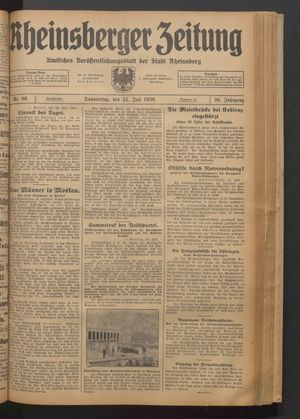 Rheinsberger Zeitung vom 24.07.1930