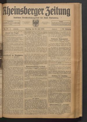Rheinsberger Zeitung vom 29.07.1930