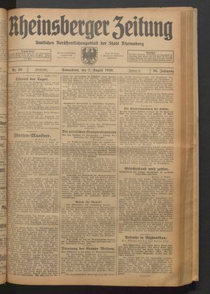 Rheinsberger Zeitung vom 02.08.1930