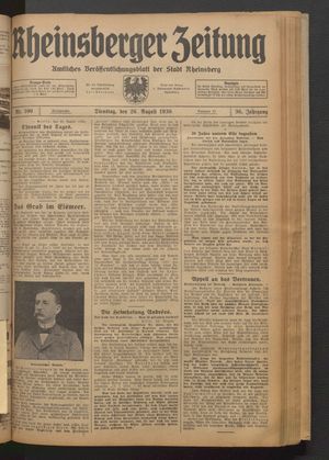 Rheinsberger Zeitung vom 26.08.1930