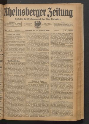 Rheinsberger Zeitung vom 18.09.1930