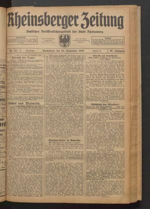 Rheinsberger Zeitung on Sep 20, 1930