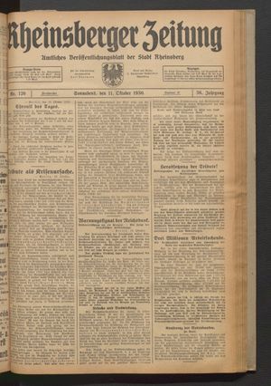 Rheinsberger Zeitung vom 11.10.1930