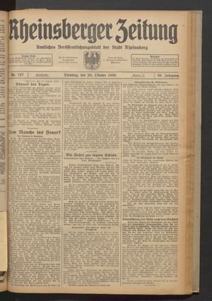 Rheinsberger Zeitung vom 28.10.1930