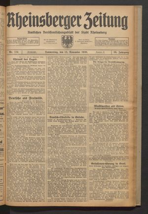 Rheinsberger Zeitung vom 13.11.1930