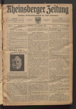 Rheinsberger Zeitung vom 06.01.1931
