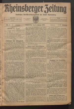 Rheinsberger Zeitung on Jan 8, 1931