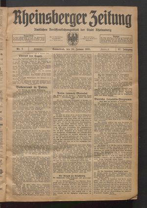 Rheinsberger Zeitung vom 10.01.1931