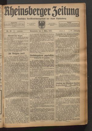 Rheinsberger Zeitung on Mar 7, 1931