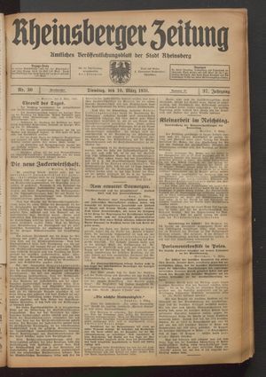 Rheinsberger Zeitung on Mar 10, 1931