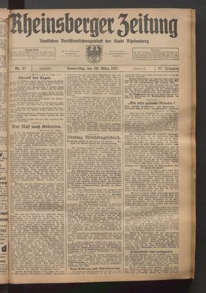Rheinsberger Zeitung vom 26.03.1931