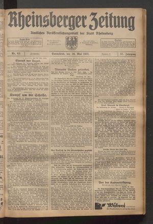 Rheinsberger Zeitung vom 30.05.1931