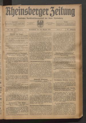 Rheinsberger Zeitung vom 29.08.1931