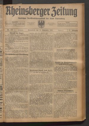 Rheinsberger Zeitung vom 12.09.1931