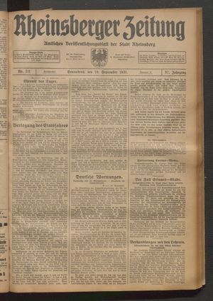 Rheinsberger Zeitung on Sep 19, 1931