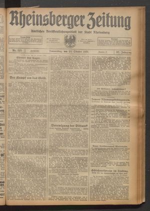 Rheinsberger Zeitung vom 22.10.1931