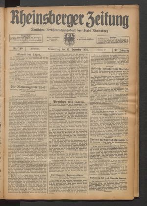 Rheinsberger Zeitung on Dec 17, 1931