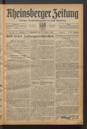 Rheinsberger Zeitung vom 23.01.1932