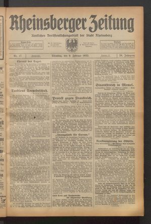 Rheinsberger Zeitung vom 09.02.1932