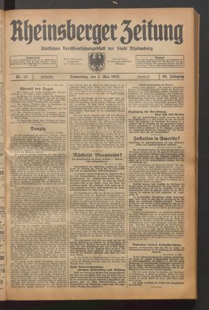 Rheinsberger Zeitung vom 05.05.1932