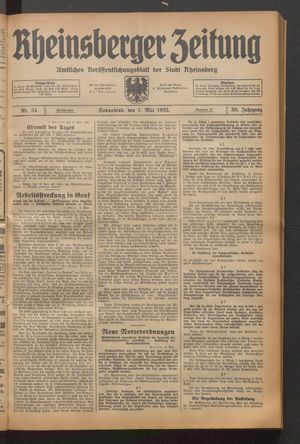 Rheinsberger Zeitung vom 07.05.1932