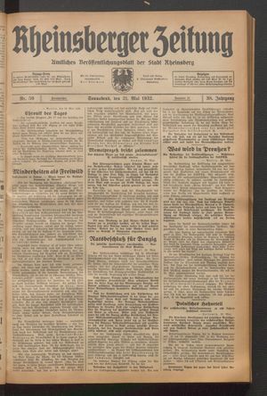 Rheinsberger Zeitung vom 21.05.1932