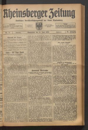 Rheinsberger Zeitung vom 25.06.1932
