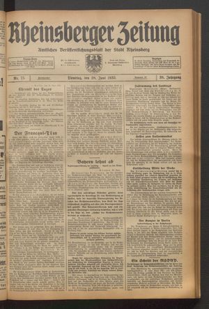 Rheinsberger Zeitung vom 28.06.1932