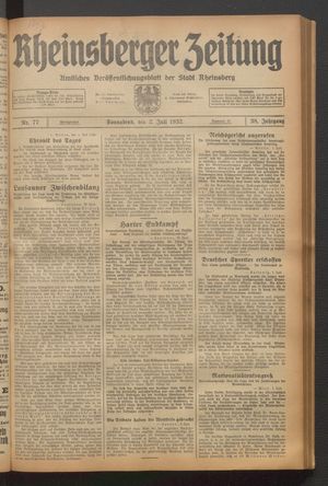 Rheinsberger Zeitung vom 02.07.1932
