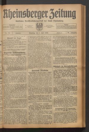 Rheinsberger Zeitung vom 05.07.1932