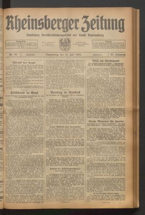 Rheinsberger Zeitung vom 14.07.1932