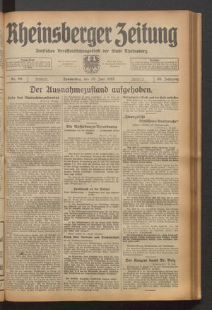 Rheinsberger Zeitung vom 28.07.1932