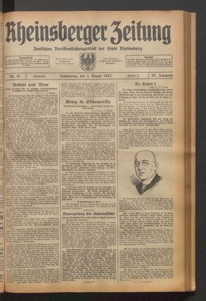 Rheinsberger Zeitung vom 04.08.1932
