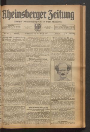 Rheinsberger Zeitung vom 20.08.1932