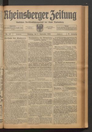 Rheinsberger Zeitung vom 06.09.1932
