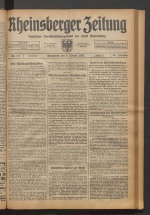 Rheinsberger Zeitung vom 08.10.1932