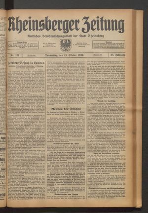Rheinsberger Zeitung vom 13.10.1932