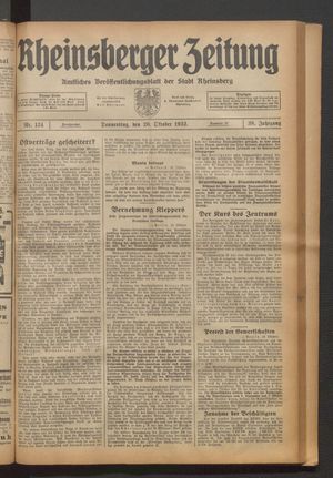 Rheinsberger Zeitung vom 20.10.1932