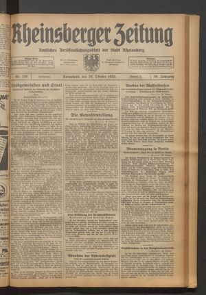 Rheinsberger Zeitung vom 29.10.1932