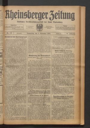 Rheinsberger Zeitung vom 03.11.1932