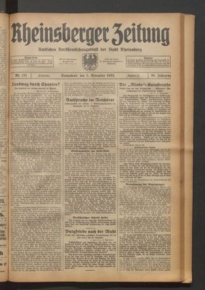 Rheinsberger Zeitung vom 05.11.1932