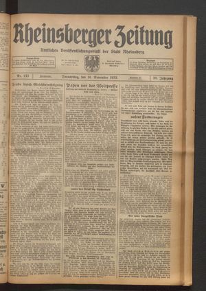 Rheinsberger Zeitung vom 10.11.1932