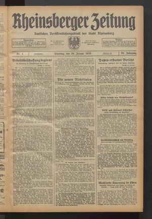 Rheinsberger Zeitung on Jan 10, 1933
