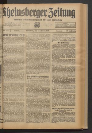 Rheinsberger Zeitung vom 05.10.1933