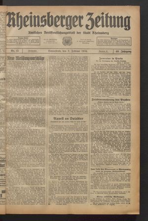 Rheinsberger Zeitung on Feb 3, 1934