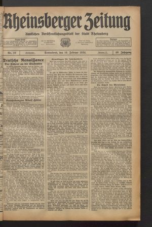 Rheinsberger Zeitung vom 10.02.1934