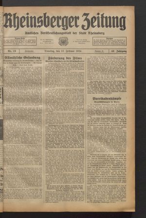 Rheinsberger Zeitung vom 13.02.1934
