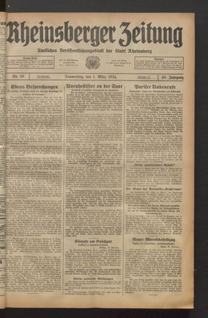 Rheinsberger Zeitung vom 01.03.1934