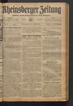 Rheinsberger Zeitung vom 31.03.1934