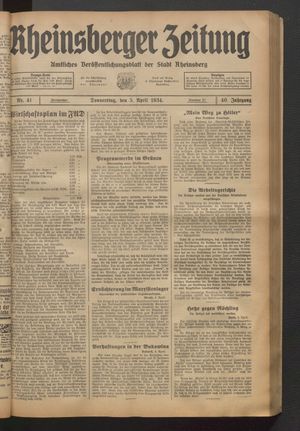 Rheinsberger Zeitung vom 05.04.1934